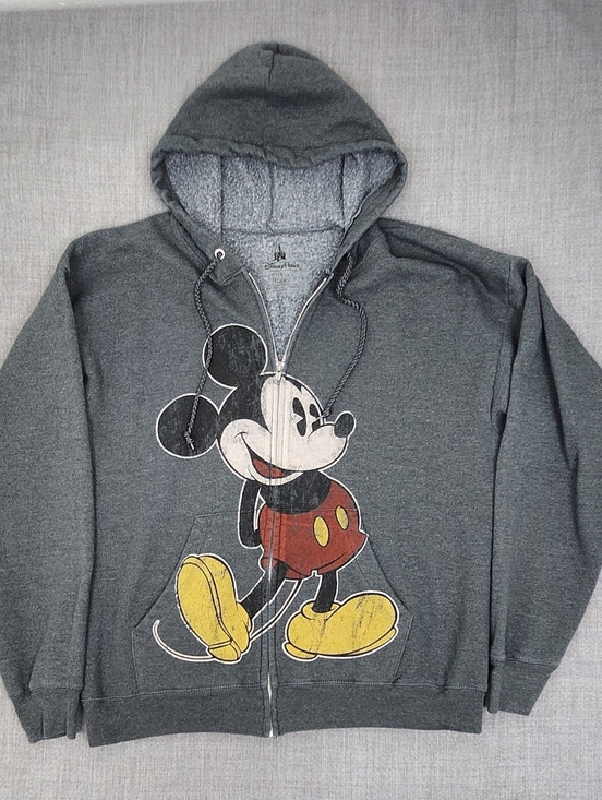 Disney Tops - Disney Parks × Hanes Mickey Mouse Grey Zip Up Hooded Sweater. Large